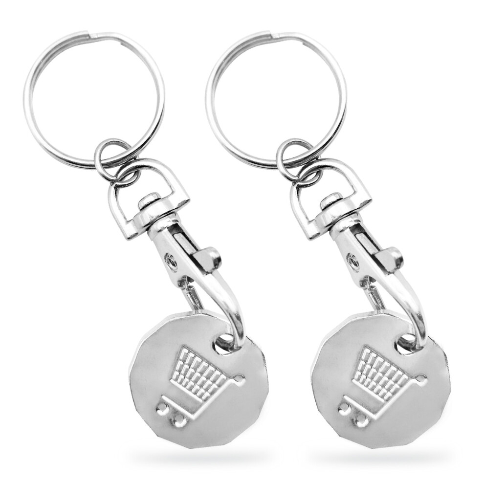 Sol 2Pk Trolly Coin Keyring Set | Stainless Steel Key And Trolley Silver