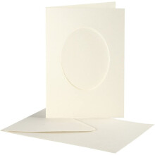 Cartões passe-partout - CREATIV COMPANY - Modelo 23722 - Branco quebrado - Oval - 10 cartões
