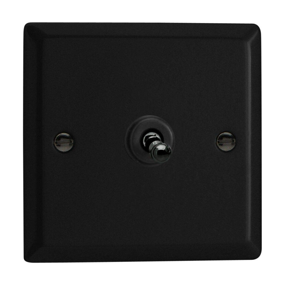 Varilight Urban Matt Black 1 Gang 2-Way 10 Amp Toggle Switch, 91X91x36mm 5021575031485