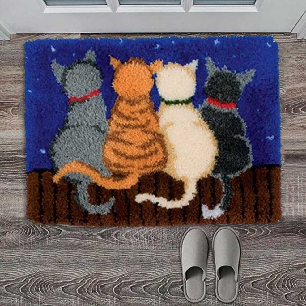Embroidery Carpet Latch Hook kit Crochet Rug Making DIY Cushion Mat Cat