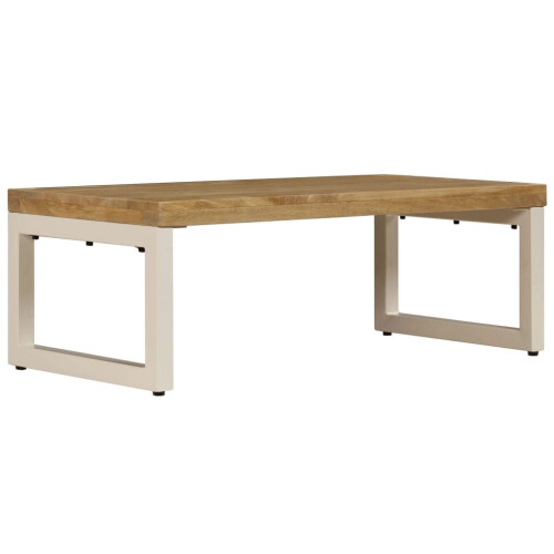 VidaXL vidaXL Coffee Table Solid Mango Wood and Steel Tea Accent Side Telephone Stand 1