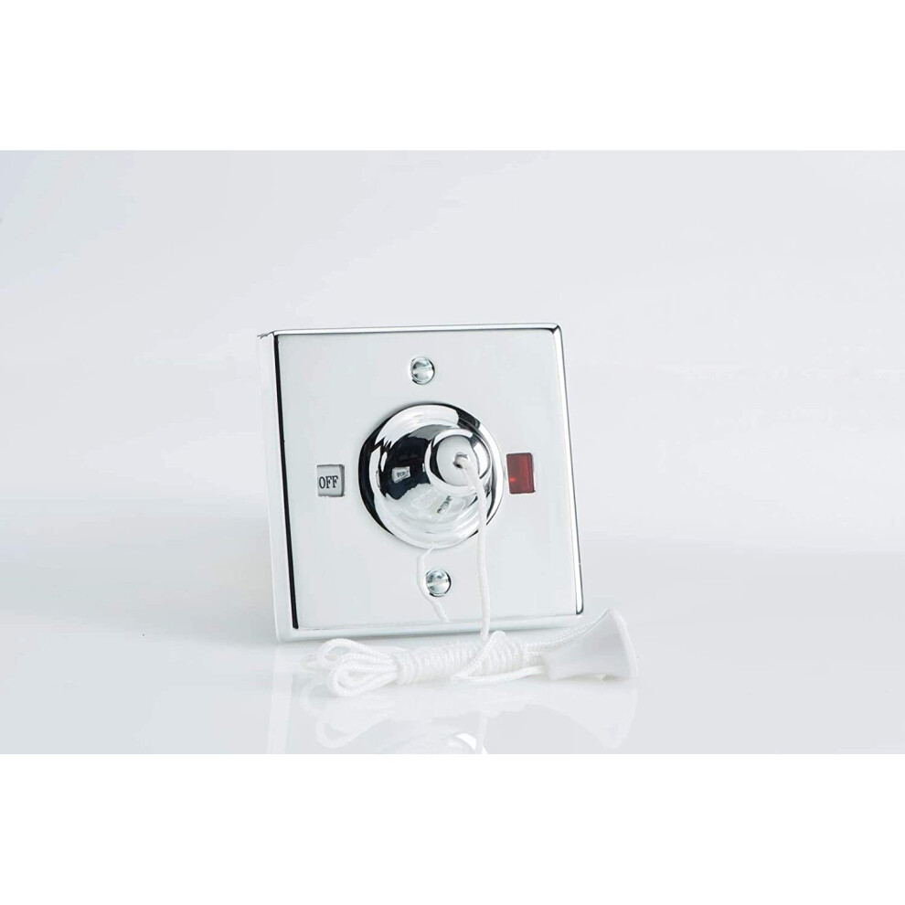 Varilight Ypsc45 Shower Ceiling Pull Cord Switch With Neon Dp 45A Chrome Effect 5021575960181
