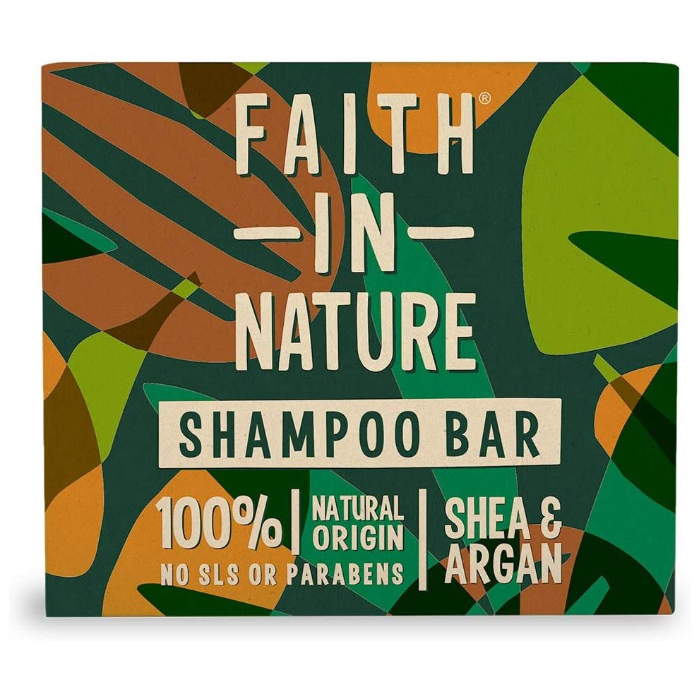 Faith In Nature Natural Shea and Argan Shampoo Bar, Nourishing, Vegan and Cruelty Free, No SLS or Parabens, For Dry to Very Dry Hair, 85 g