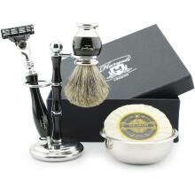 Haryali London Shaving Kit – 5 Pc Shaving Kit – 3 Edge Shaving Blade Shaving Razor - Best Badger Shaving Brush – Shaving Soap – Shaving Bowl