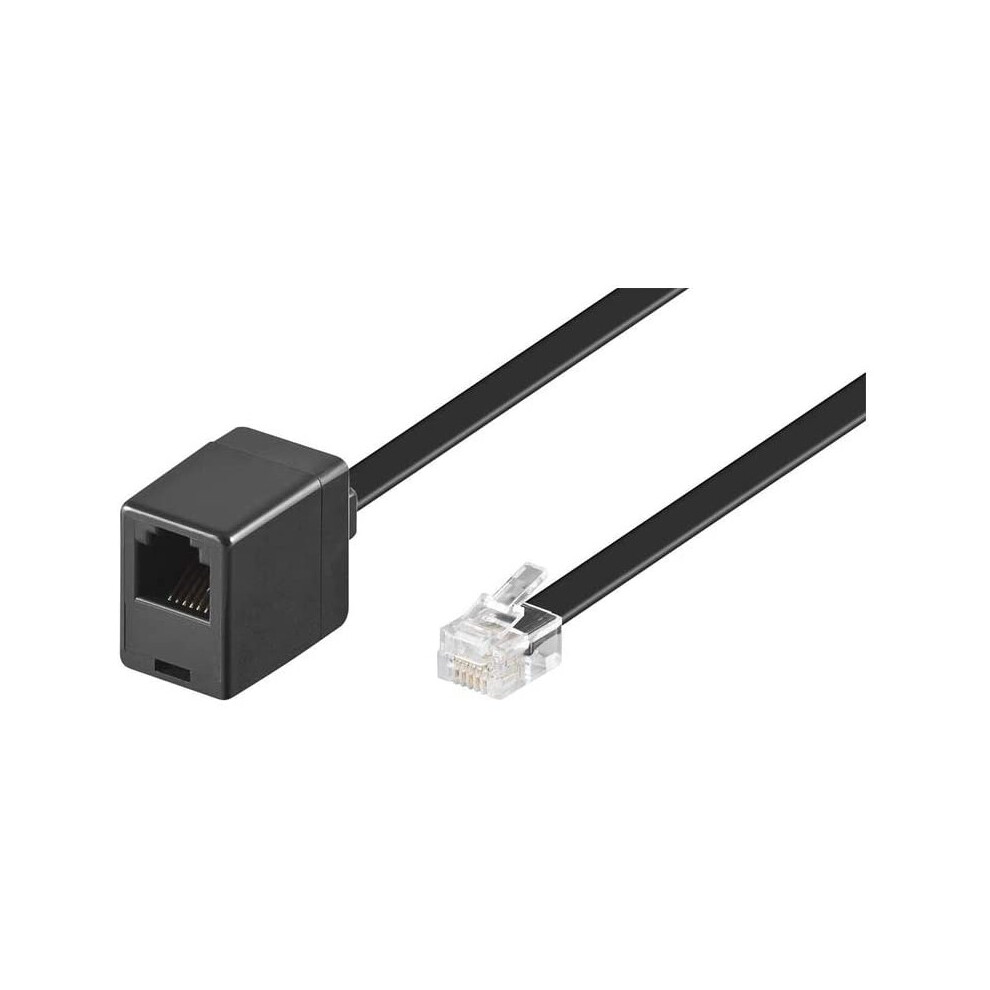 Goobay 68261 Modular Telephone Extension Cable, 10M Length Black 4040849682612