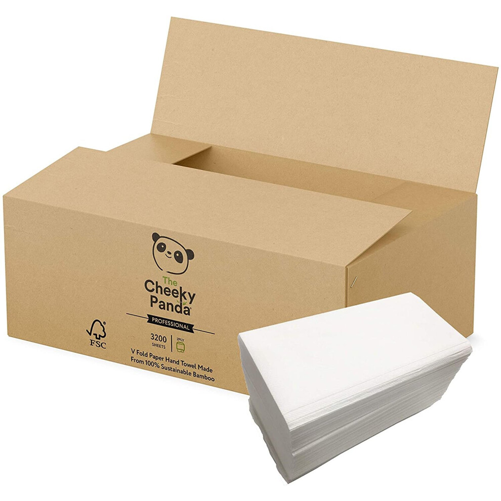 The Cheeky Panda – Professional V Fold Hand Towels | Bulk Box of 3200 Sheets | Plastic-Free, Eco-Friendly, Super Soft, Strong & Sustainable