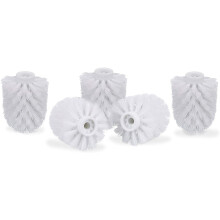 Relaxdays toilet brush head in a set of 5, loose toilet brushes 9.5 mm thread, replacement brush head diameter 9 x 7 cm, white