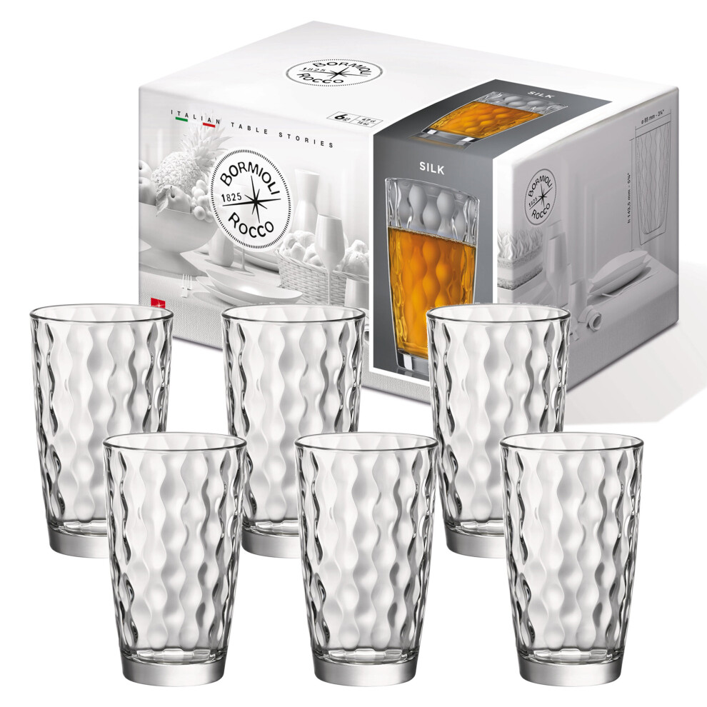 (470ml Hi-Ball, 6 Glasses) Bormioli Rocco Dots Drinking Tumbler Juice Water