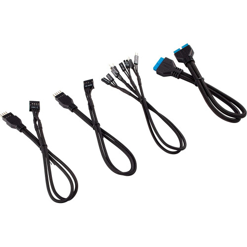 Corsair Corsair 30 cm Black Premium Braided Sleeved Front Panel Extension Kit