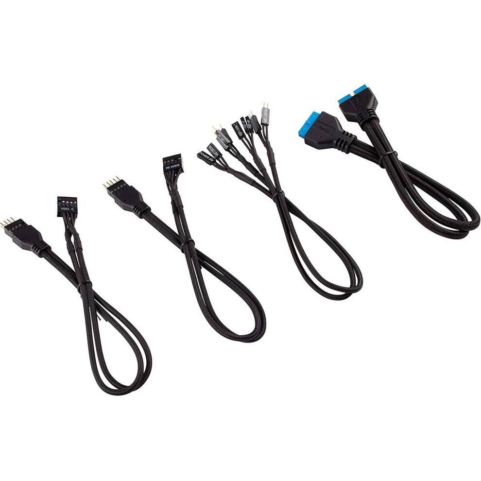 Corsair 30 cm Black Premium Braided Sleeved Front Panel Extension Kit
