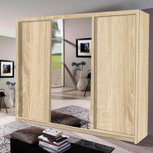 (Oak) Miami Sliding Mirror door Wardrobe with LED Light