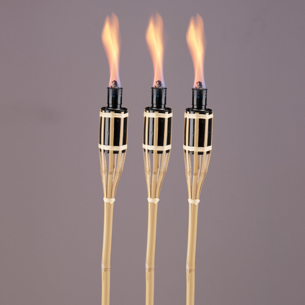 (3) 3/6/9 Bamboo Torch Lanterns Oil Paraffin Light