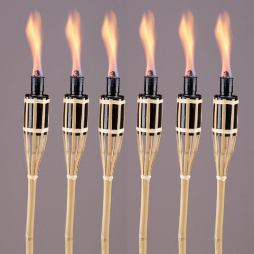 (6) 3/6/9 Bamboo Torch Lanterns Oil Paraffin Light