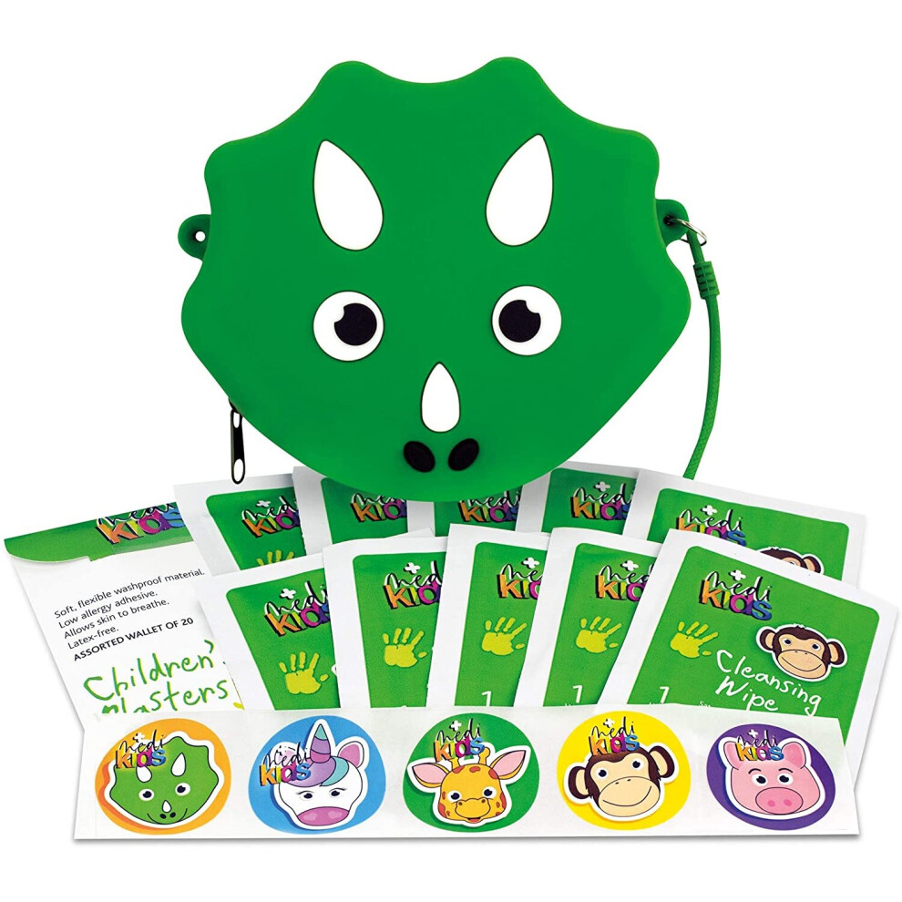 MediKids Rex The Dinosaur Kids First Aid Kit - Small Mini Kits for Children - Home Car Travel Equipment Essentials for Childrens Health and Safety,