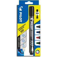 Pilot Permanent Marker 100 Bullet 4.5mm Tip Pack of 4- Black/Red/Green/Blue