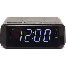 Groov-e GVWC06BK Atlas Alarm Clock Radio with Wireless Charging Pad - Black, 13.0 cm*5.0 cm*17.0 cm