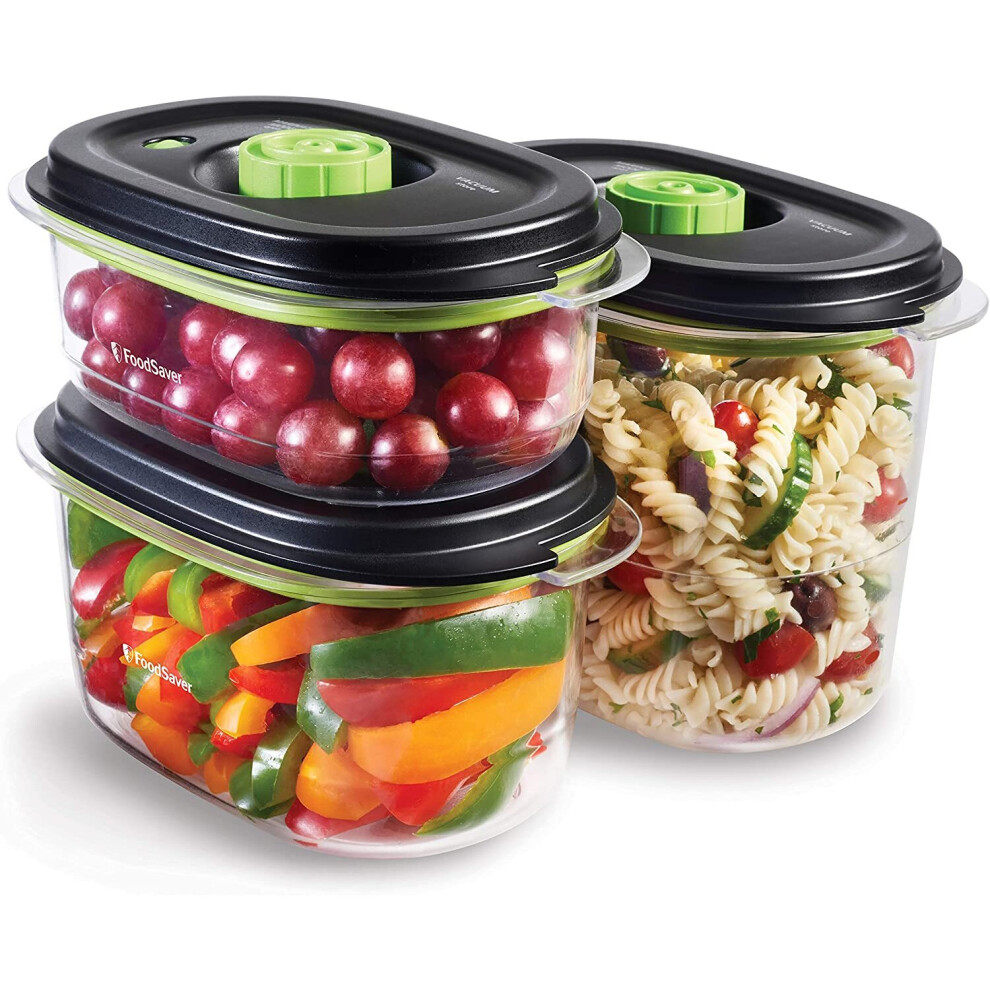 FoodSaver Preserve and Marinate Vacuum Containers | 700 ml, 1.2 L and 1.8 L Airtight BPA-Free Food Containers | Leak-Proof and Dishwasher-Safe | 3