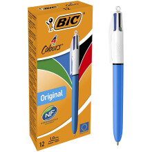 BIC 4 Colours Original Retractable Comfortable Ballpoint Pens - Box of 12 - Medium Point (1.0 mm) - Precision Writing