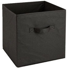 (Black, Large) 6 Collapsible Cube Storage Boxes Carry Handles