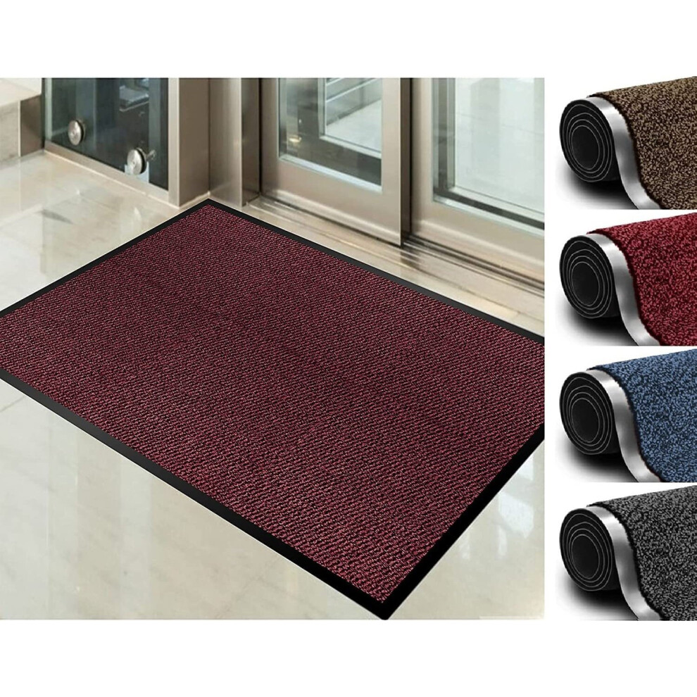 (120x180 cm, Red) Dirt Trapper Mat, Rubber Door Mat Indoor Non Slip Mat