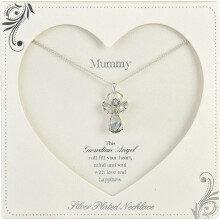 Guardian Angel Mummy, Angel, Gemstone Necklace with Caption Card, Ideal Jewellery Gifts for Women for Birthday or Christmas-Silver-One Size