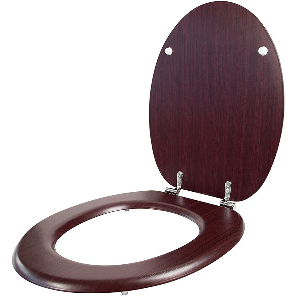 Anika Bathroom Mahogany Effect Toilet Seat Easy Fit Top Fixings Hinges Fittings