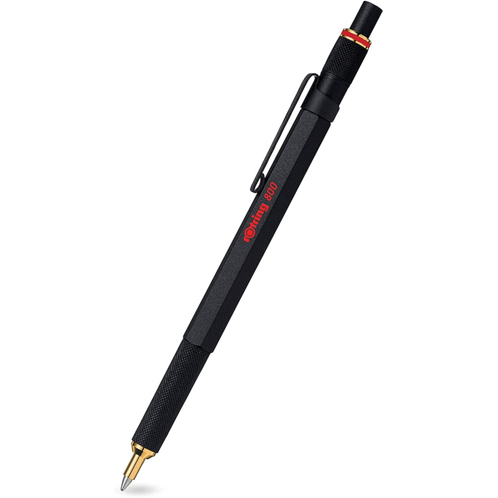 rOtring 800 Ballpoint Pen, Medium Point, black Ink, Black Barrel, Refillable