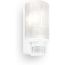 Motion Outdoor Lights Mains Powered - PIR Lights Outdoor - Bulkhead Wall Lights with Motion Sensor - IP44 Rated Security Lights - White Finish - E27
