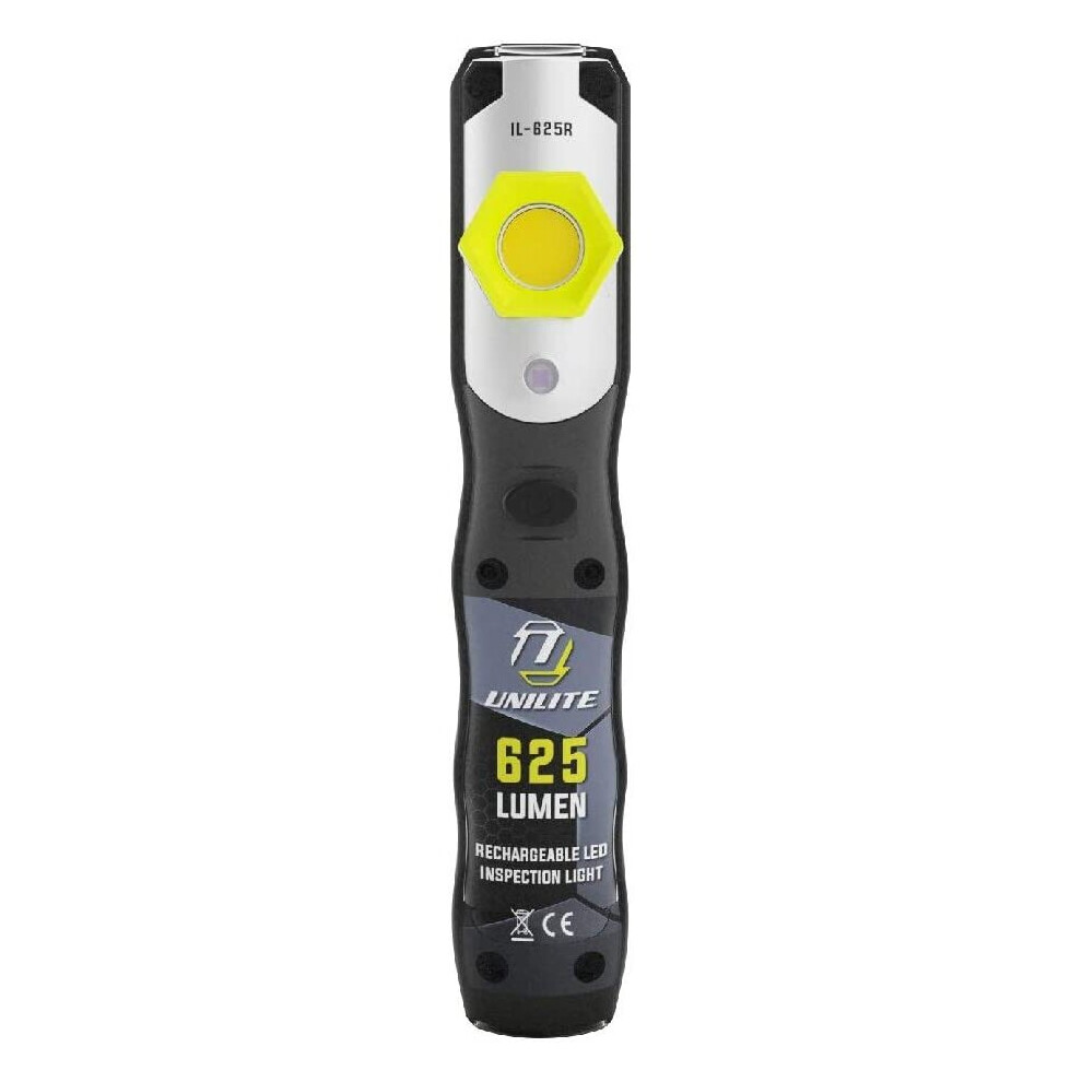 Unilite IL-625R USB Rechargeable High Grade LED Inspection Light | 625 Lumen | Additional 250 Lm Top Torch | UV LED on Front | Type C Fast Charge