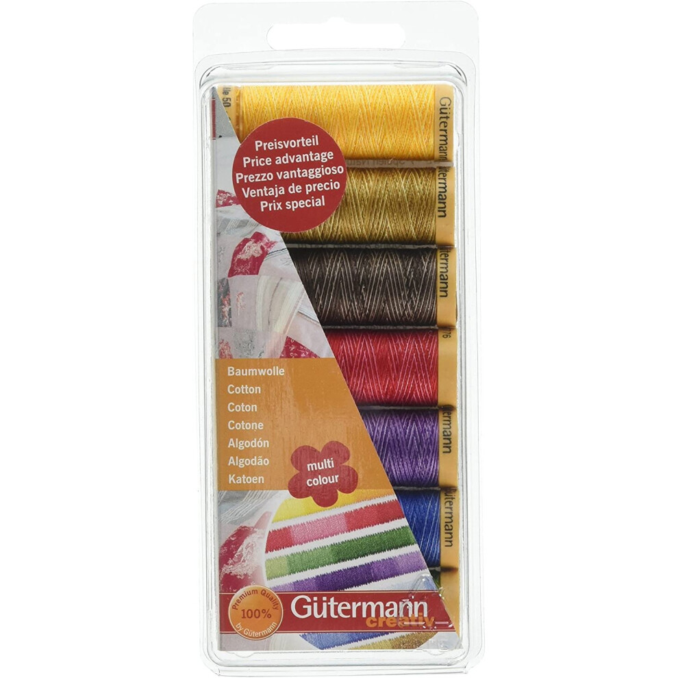 Gutermann Thread Set: Cotton 50 Multi-Colour: 7 x 100m: Assorted, 6.8 x 2 x 16.2 cm