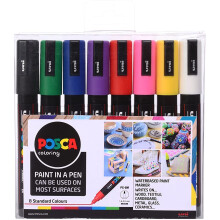 POSCA 153544843 2.5 mm Bullet Tip Waterbased Paint Marker - Assorted colours (Pack of 8)