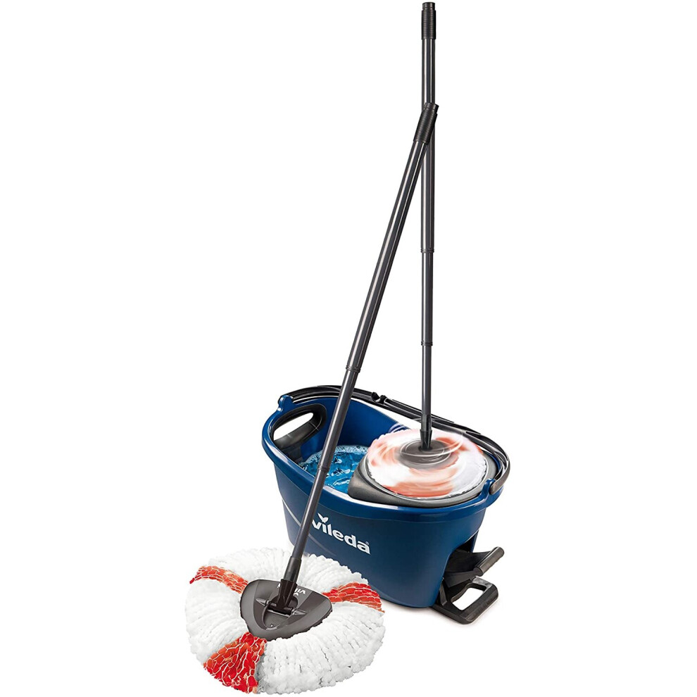 Vileda Turbo EasyWring & Clean Complete Set, Mop and Bucket with Power Spinner, Blue