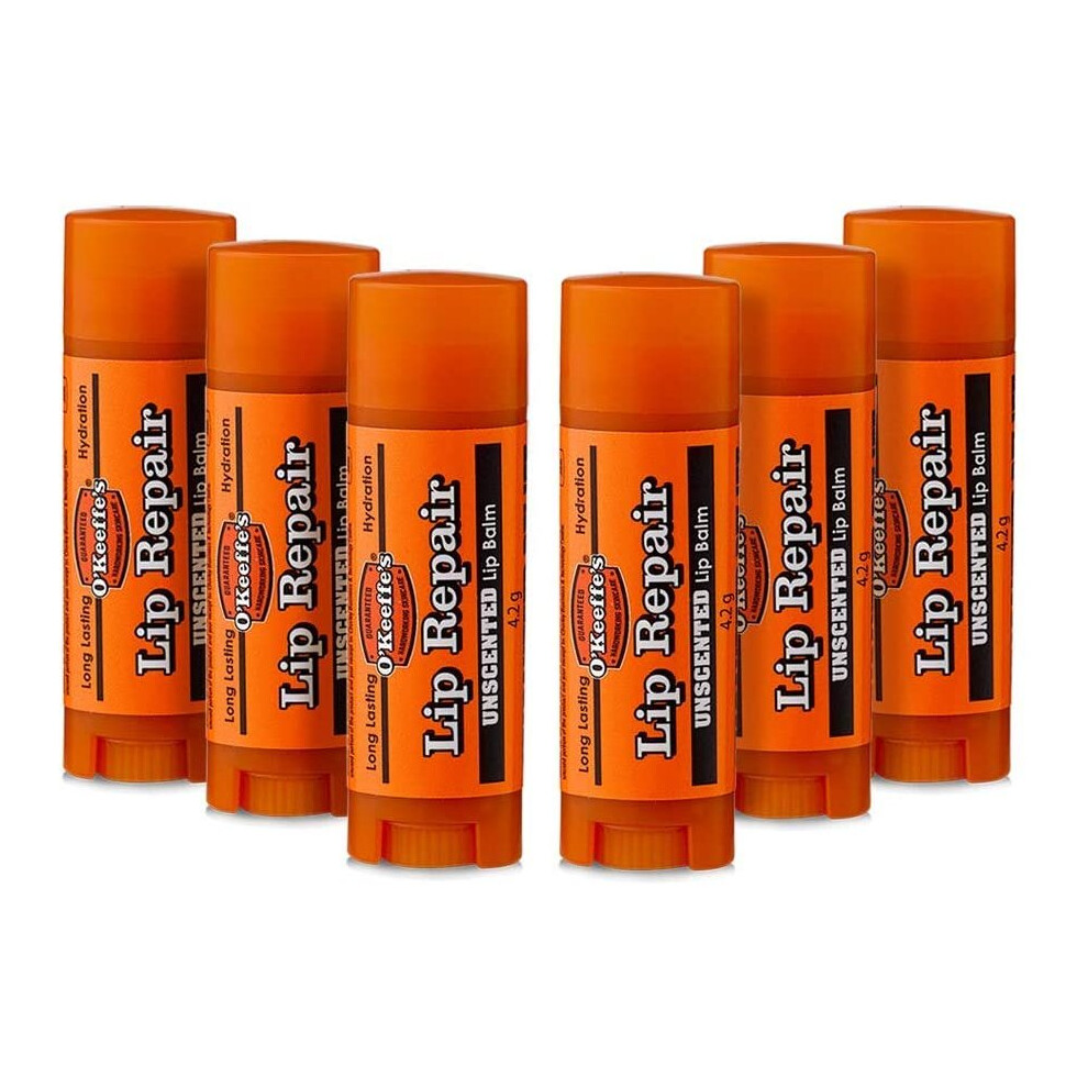 O'Keeffe's Lip Repair, Unscented Lip Balm 4.2g (Pack of 6)