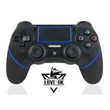 (Black and Blue) Wireless Game Controller for PS4 / PC Dual Vibrate Audio Function LED Indicator Dual Shock 4 Controller