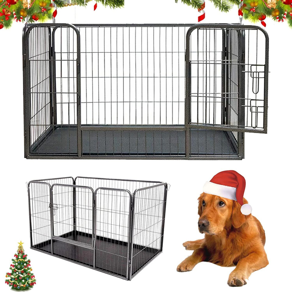 Heavy Duty Dog Crate Cage Pet Puppy Playpen Foldable with Tray on OnBuy