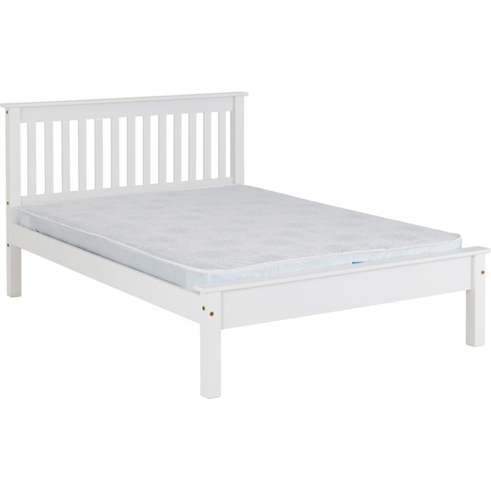 (White) Monaco 4FT 6inch Double Low Foot End Bed Frame