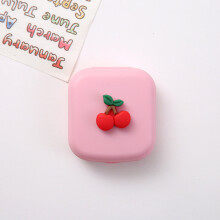 ( Cherry) Solid Color Women Portable Cute Contact Lenses Box