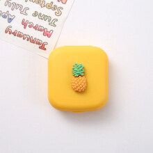 (Pineapple) Solid Color Women Portable Cute Contact Lenses Box
