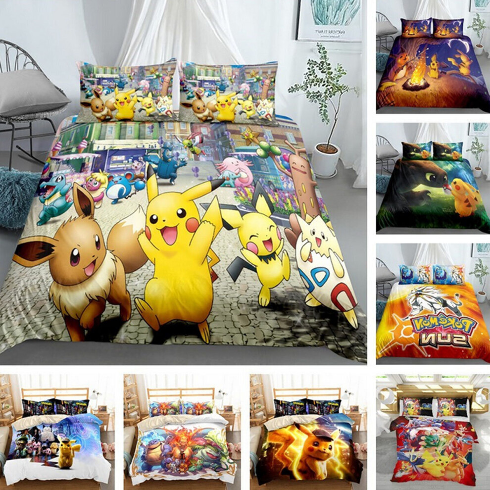 Pokemon Bedding Single Double Duvet Cover UK