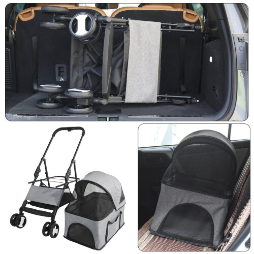 Bingopaw Chien Chat Poussette Trolley Porteuse Détachable Poussette Pliante Pet Stroller 2