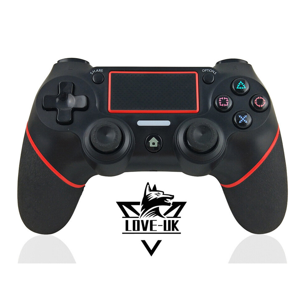 (Black and Red ) Wireless Game Controller for PS4 / PC Dual Vibrate Audio Function LED Indicator Dual Shock 4 Controller