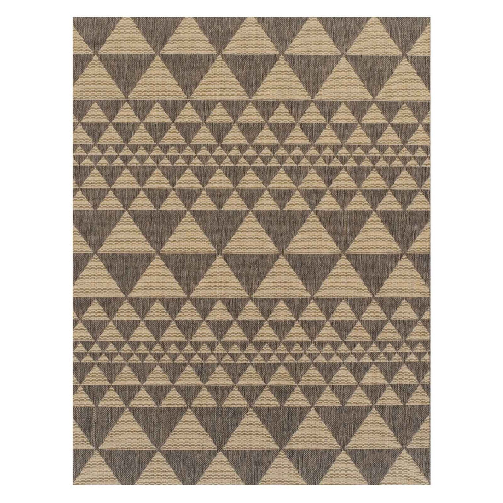 (Prism - Grey, 120 x 160 cm) Non Slip Outdoor/Indoor Flatweave Rugs Patio garden Small Extra Large Mats Hall Runner Modern Geometric Trellis Greek Key