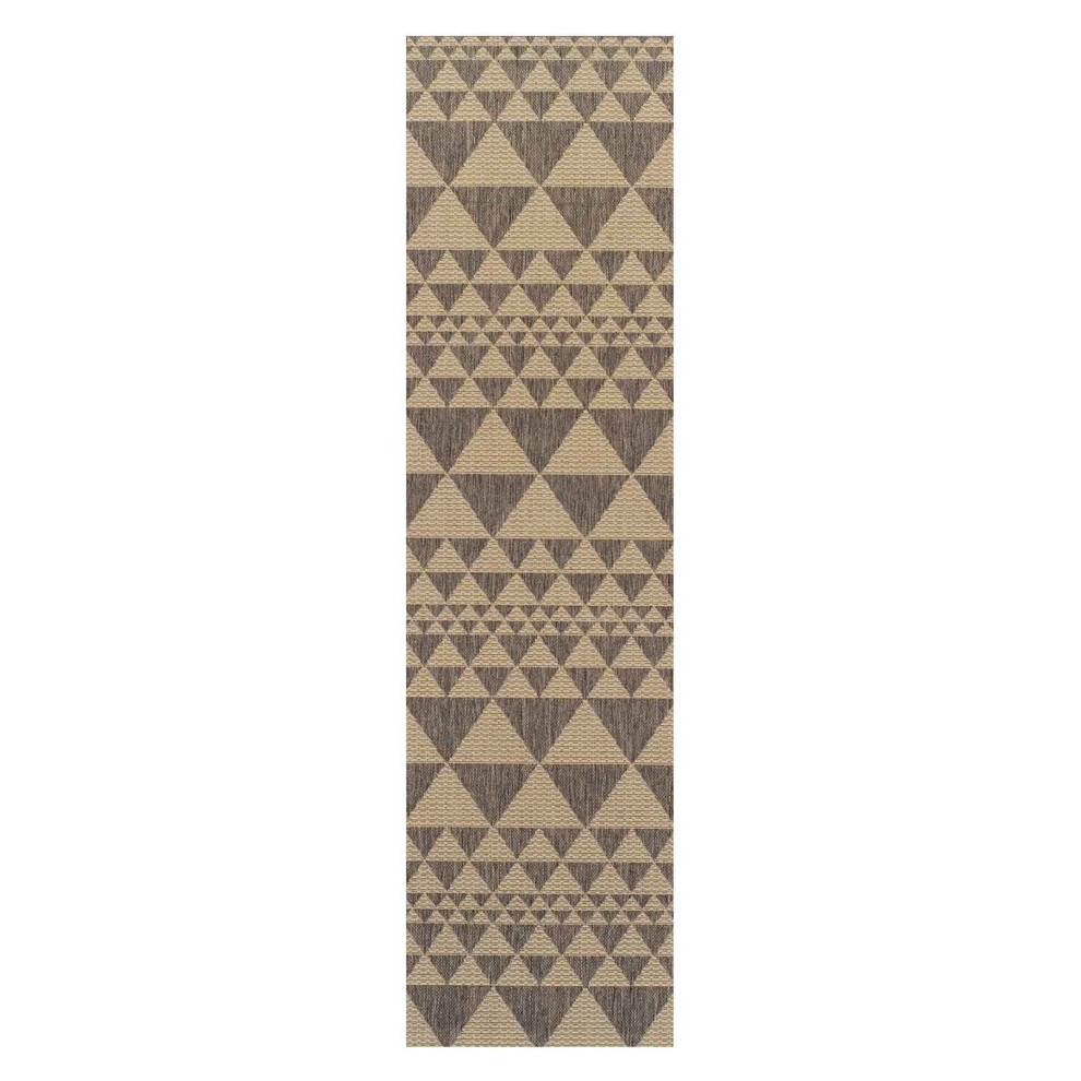 (Prism - Grey, 60 x 180 cm : Runner) Non Slip Outdoor/Indoor Flatweave Rugs Patio garden Small Extra Large Mats Hall Runner Modern Geometric Trellis G