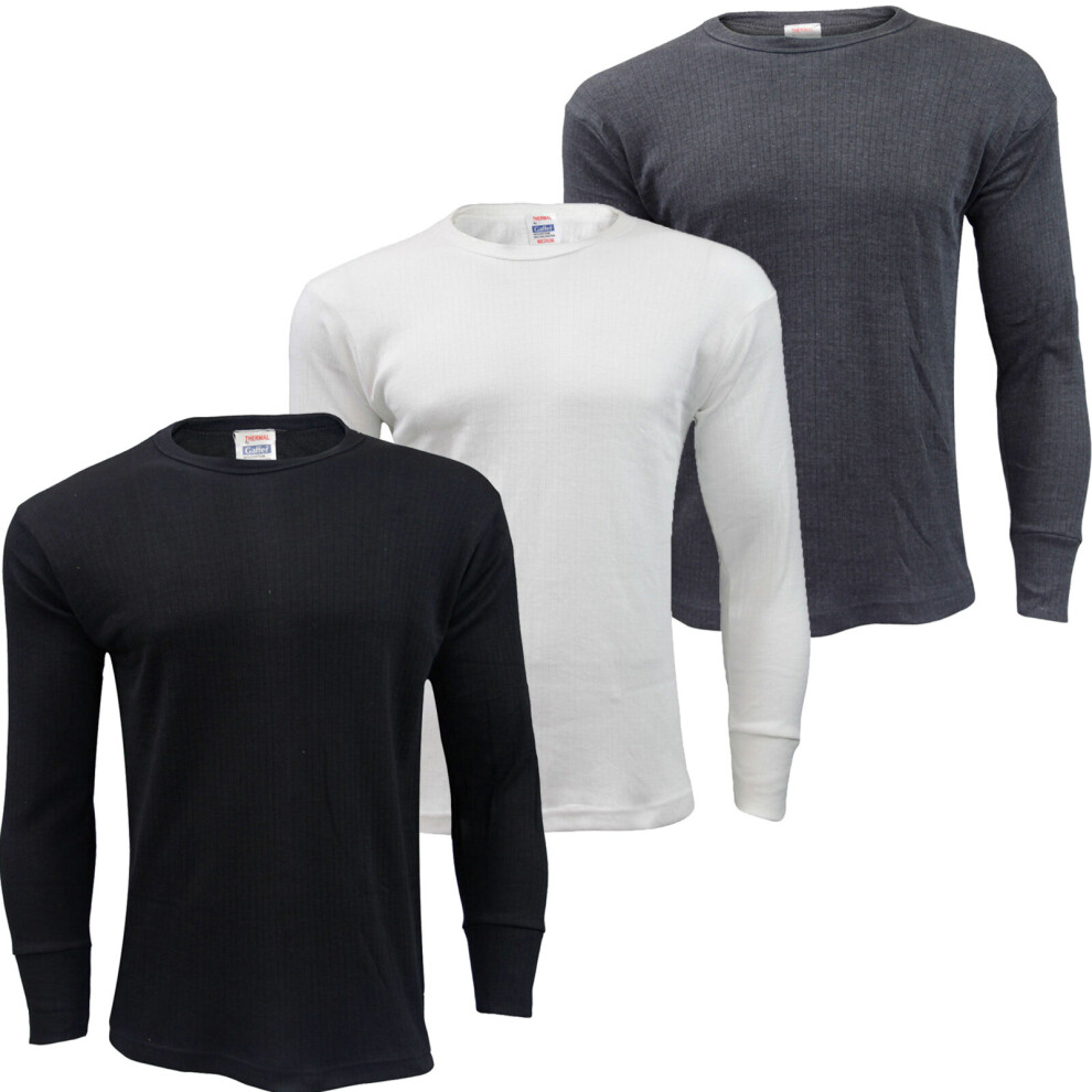 (Black, XL) Mens Thermal Long Johns Long Sleeve T-Shirts Top