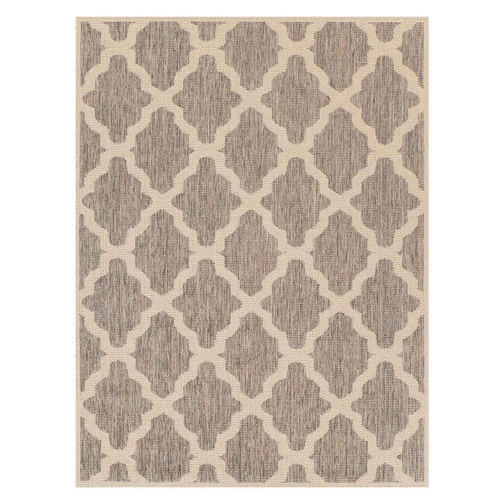Oriental Weavers (Trellis - 160 X 225 Cm) Non Slip Outdoor/Indoor Flatweave Rugs Patio Garden Small Extra Large Mats Hall Runner Modern Geometric Trellis Greek K Grey