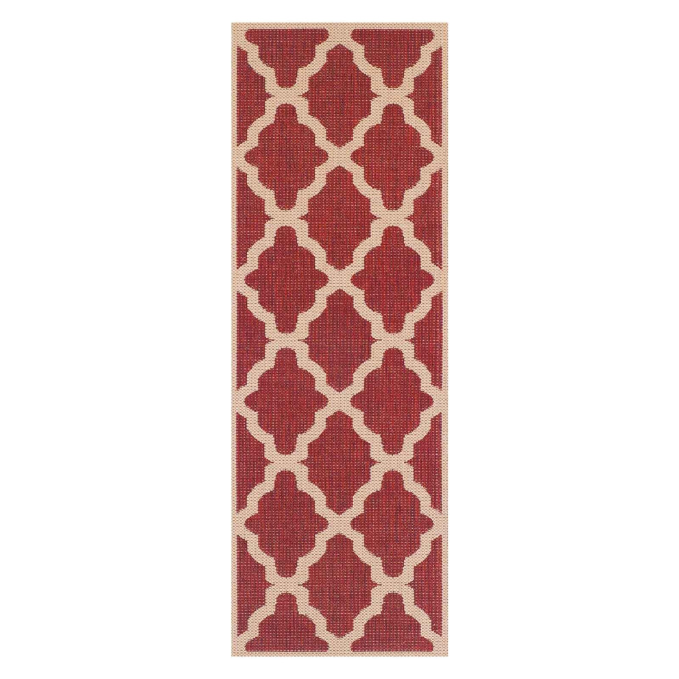 (Trellis - Red, 80 x 150 cm) Non Slip Outdoor/Indoor Flatweave Rugs Patio garden Small Extra Large Mats Hall Runner Modern Geometric Trellis Greek Key