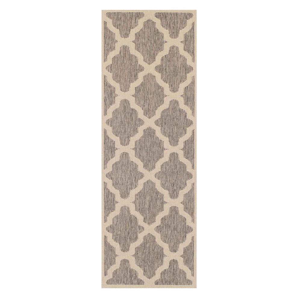 Oriental Weavers (Trellis - 60 X 230 Cm : Runner) Non Slip Outdoor/Indoor Flatweave Rugs Patio Garden Small Extra Large Mats Hall Runner Modern Geometric Trellis Grey