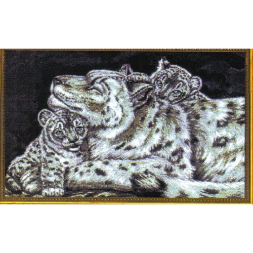 Snow Leopard & Babes Cross Stitch Chart