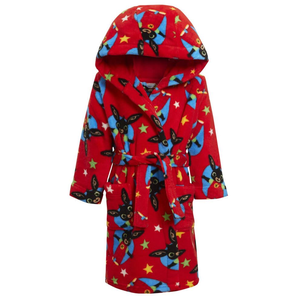 (6 Years) Bing Bunny Dressing Gown Kids Hooded Bathrobe Boys Girls Fleece Character Robe