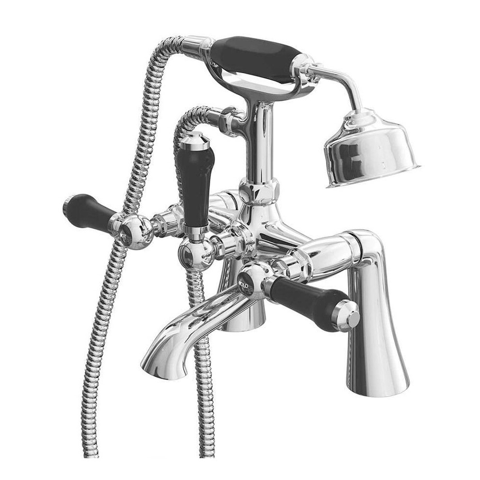 Traditional Black Lever Bath Shower Mixer Tap With Shower Kit